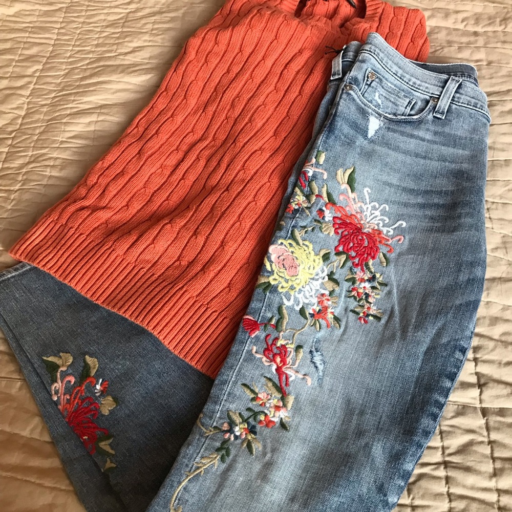 Hudson Embroidered Nico Skinny Jeans